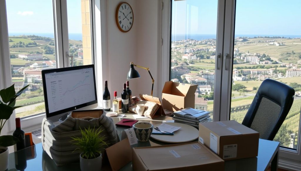 Entrepreneur managing a Portuguese product e-commerce business from home - small business ideas in Portugal for foreigners